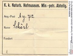 Etiketten zu Turmalin (Schörl) (NHMW-MIN-Ay712)
